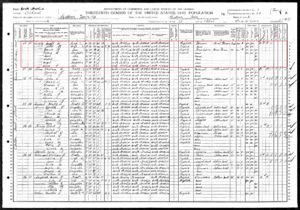 Joseph Monroe Lingle family, 1910 census