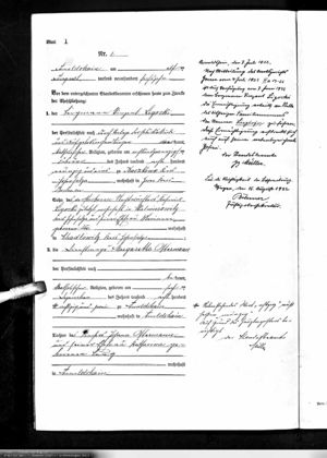 Vinzent Ligocki & Margaretha Hermann Marriage Record