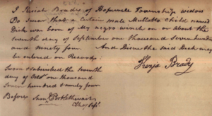 Keziah Chambers Brady's Slave Registration