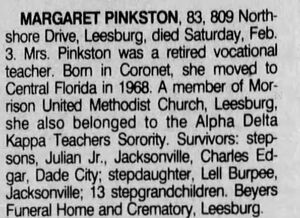 Obituary for Margaret Pinkston