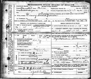 Henry Ance Jones - Death Certificate