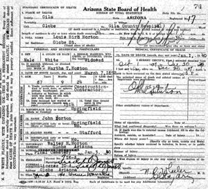 Louis Bird Norton Death Certificate