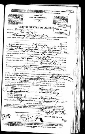 Florenz Ziegfeld Jr, Passport Application, p1