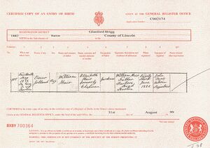 Birth certificate of Oscar Jolland Hair
