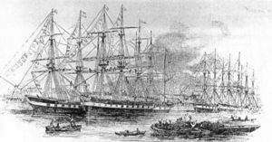 Illustrated London Times, 17 May 1851, ships awaiting departure to New Zealand - from left, 