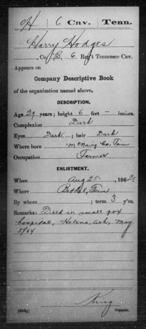 Compiled Service Card for Harry Hodges