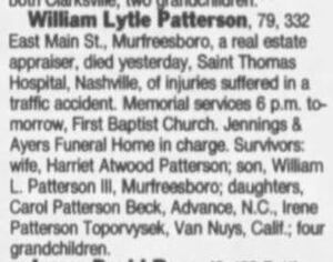 William Patterson Obituary