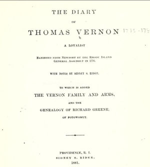 Thomas Vernon, 1718-1784, British Loyalist