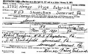 Homer Price Esherick draft registration