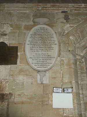 Memorial to Lieutenant Colonel Thomas Call (died 1788), cheif engineer to the Honourable Company of Merchants, in Exeter Cathedral
