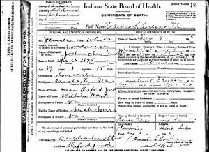 Death Certificate for Rebecca Ellen (Hart) Charlesworth