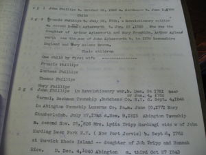 Genealogical traces from Phillips research papers.