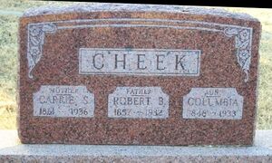  Robert, Carrie, and Columbia  Cheek gravestone 1975