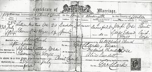 Marriage certificate for William Rose and Eleanor Voyce