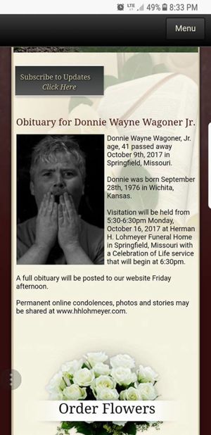 Donnie's funeral Notice