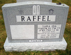 Tombstone for Sarah Raffel