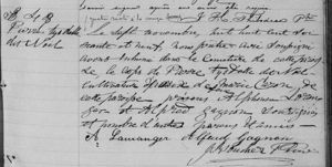 Burial Record 1869 - Pierre Tysdelle dit Noel
