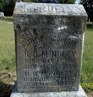 Headstone for H B and Esther Goolsby McNulty