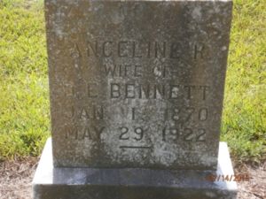 Angeline Rebecca Peck Bennett headstone