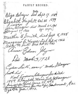 Deaths List From Family Bible