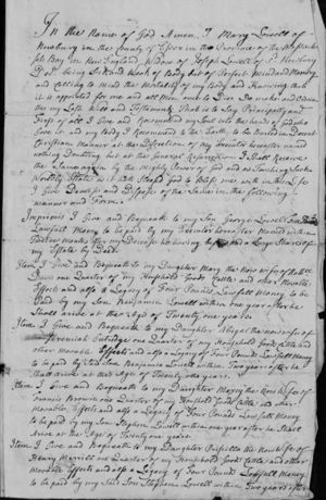 Will of widow Mary Lowell - p. 1