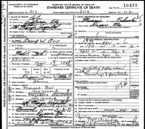 George W. Orr Death Certificate