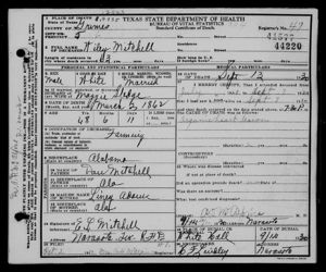 Wiley Mitchell death certificate