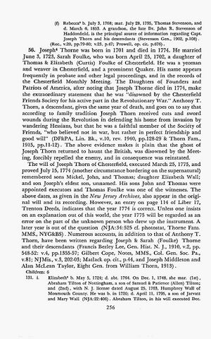 Joseph Thorne & Sarah Foulke in Genealogies of Long Island Families, Vol 3