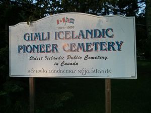 Gimli Icelandic Pioneer Cemetery sign