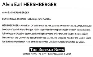 Alvin Earl Hershberger's Death/Obit