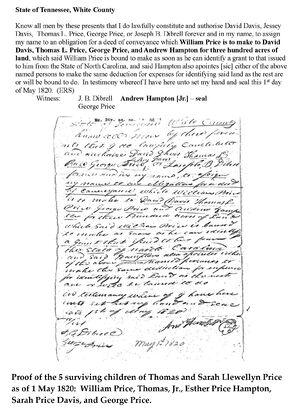Power of Attorney of Andrew Hampton, Jr. - Proof of children of Thomas and Sarah Llewellyn Price