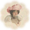 Woman in Pink Feathered Hat.