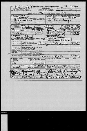 Charles Wesley Catron Death Certificate