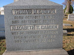 Thomas and Elizabeth Camden gravemarker