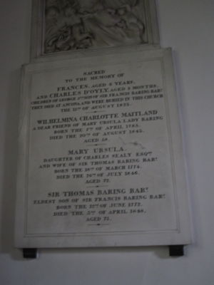 Memorial inscription Thomas Baring