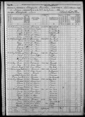 US Census 1870, Deerfield, Chickasaw, Iowa: Chauncy Gaylord Household