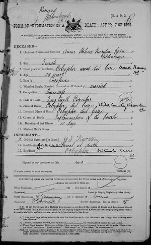 Info of a Death - Anna Helena (Geldenhuys) Karsten