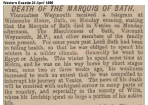 Death announcement for The Marquis of Bath