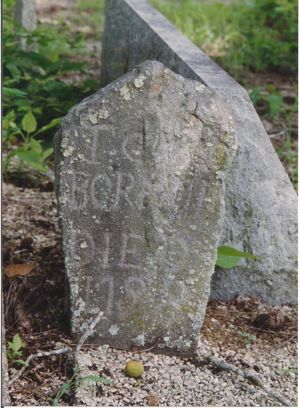 Original fieldstone placed and inscribed in 1798 for Thomas Camp III (1717-1798)