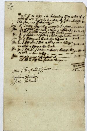 Inventory of William Edwards of Burbage, 1699 NS