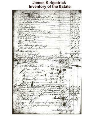 Martha McCausland's Inventory of Estate of James Kirkpatrick (page 3 of 3)