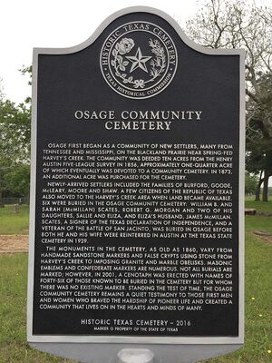 Osage Community Cemetery, TX - Memorial Marker