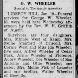 George Washington Wheeler Obituary - Austin American Statesman Newspaper