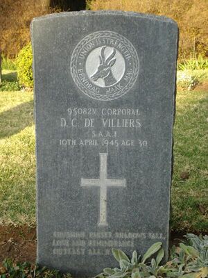 Grave of David Coetzer de Villiers 10 April 1945
