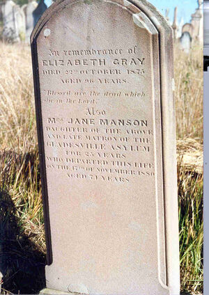 Elizabeth and Jane's grave stone.