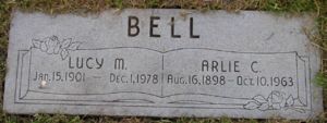 Headstone for Lucy Mary Hall Bell Forney & Arlie Clyde Bell