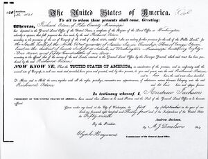 Richard Odom Land Patent 1834