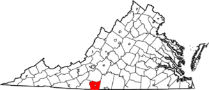 Map of Virginia highlighting Henry County