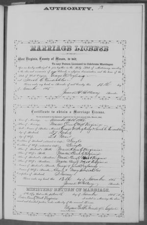 George W.  Foglesong to Sarah Vansickles Marriage License.