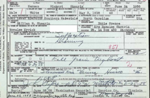 Death certificate of Herman Shearin